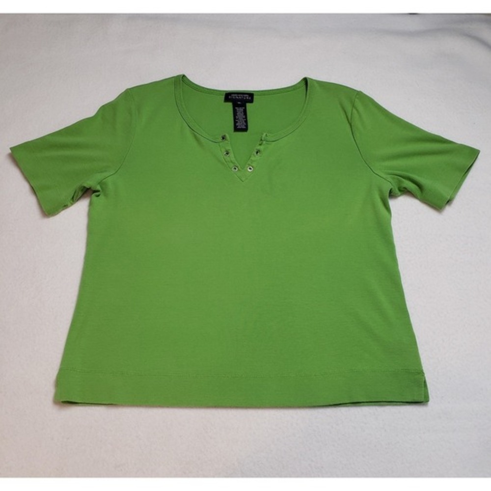Vintage Jones New York Top Womens‎ XL Brat Lime Green Y2k Lace Up Short Sleeve